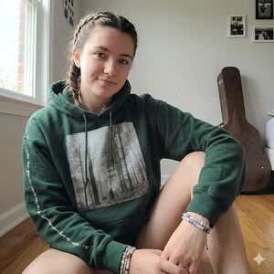 Taylor Swift Folklore In the Trees Album Merch Hoodie Size Medium Green Fleece